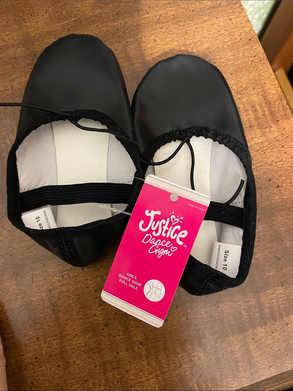 Justice Black Slip-On Dance Shoes with Elastic Strap